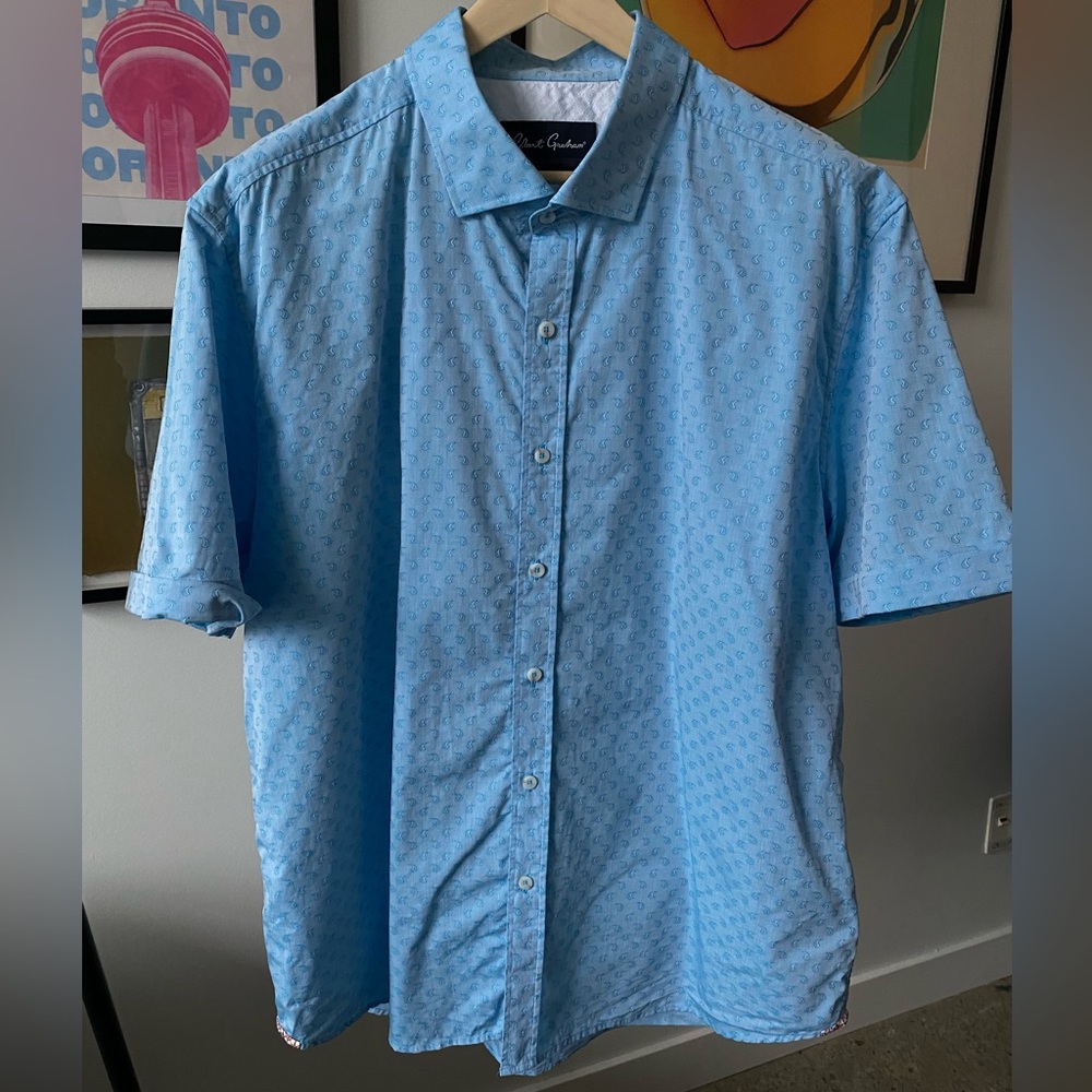 Robert Graham Modern Americana S/S Shirt Paisley Light Blue 4XL Tailored Fit